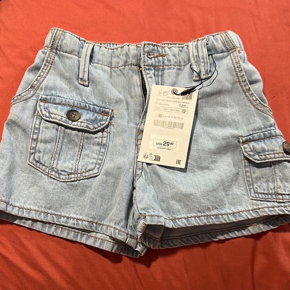 Zara girls light Blue Denim Shorts NWT